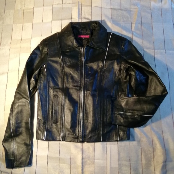San Francisco black genuine leather jacket size M - Picture 1 of 7